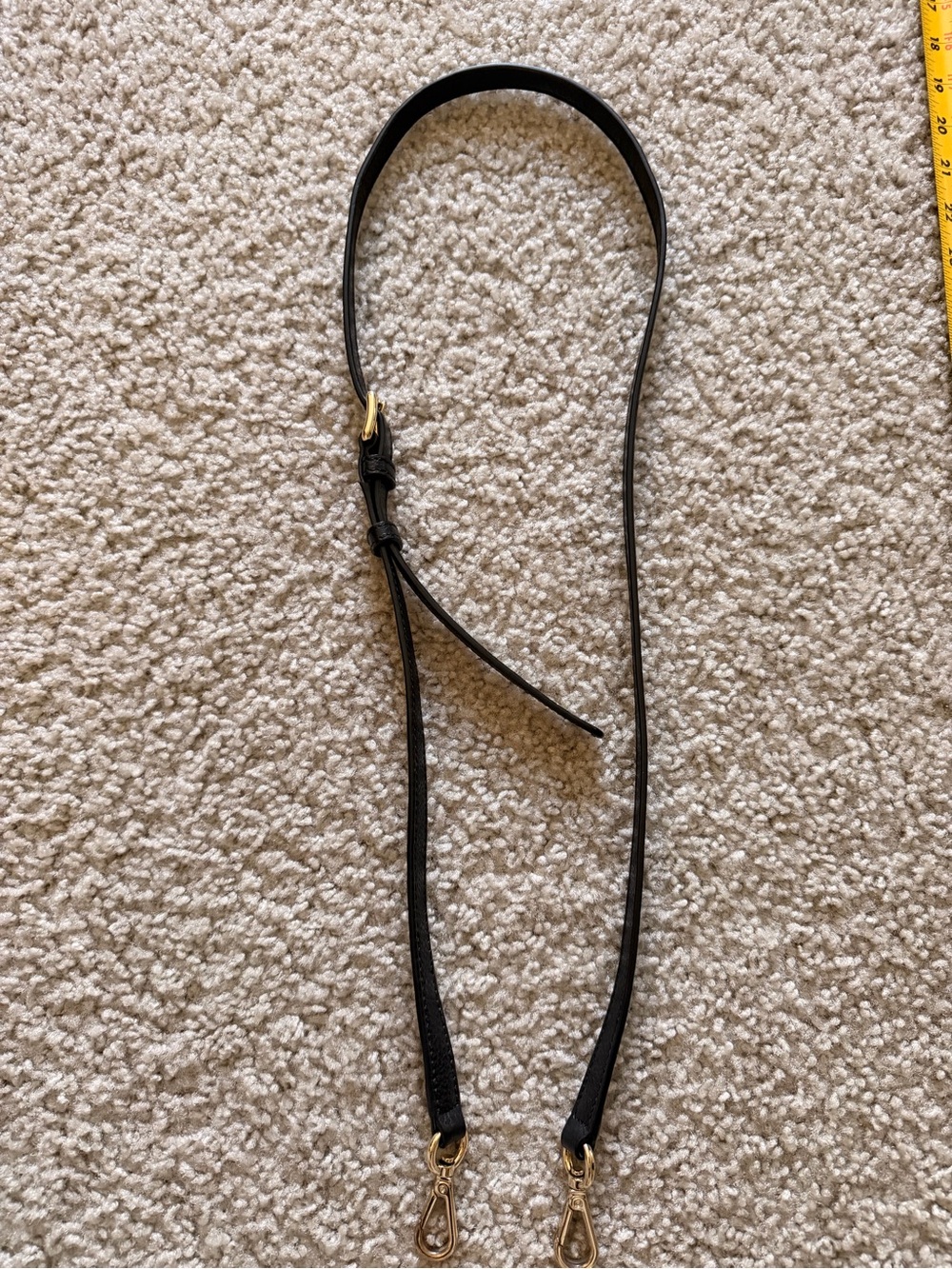 Cole Haan Black Leather Adjustable Crossbody Strap with Gold Clips